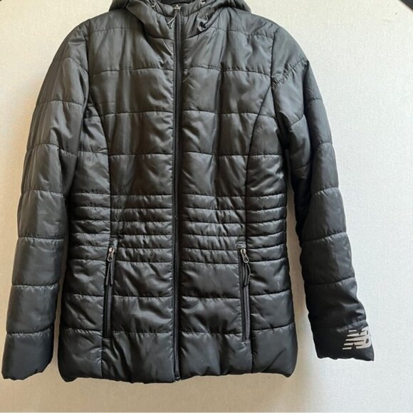 New Balance Sherpa fleece hooded puffer jacket Sz S - Picture 1 of 9